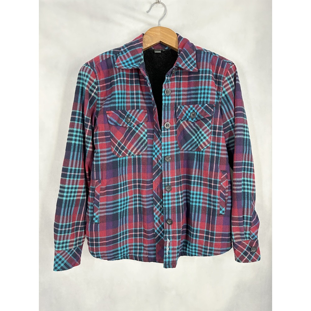 Eddie Bauer Cotton Plaid Sherpa Lined Shacket Shirt Jacket Women's Size‎ Small